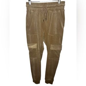 Refuge Athletics Joggers- NWT-Size Small Cargo Style Velvet soft Beige/Tan Pants
